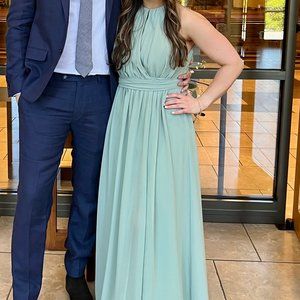 Revelry Eliza Chiffon Faux Wrap Dress in Sage